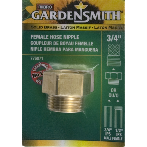 HOSE NIPPLE 3/4" GHF TO 1/2" PTM