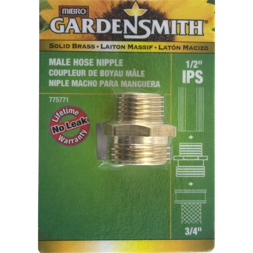 HOSE NIPPLE 3/4"GH TO 1/2"PT